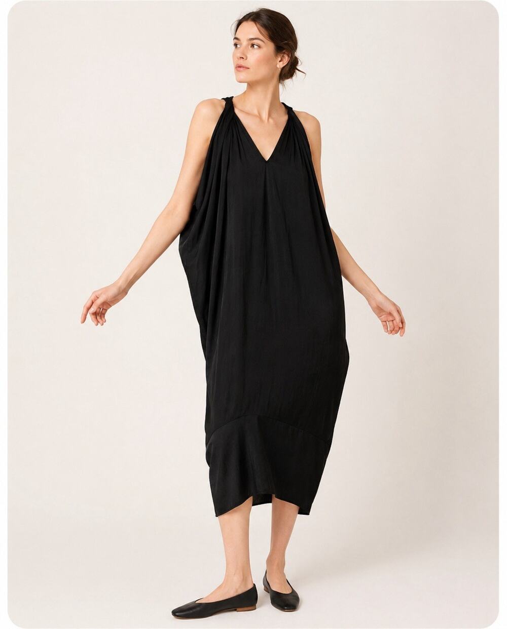 Zero + Maria Cornejo Long Hara Dress Medium Black Twist Shoulder Maxi NWT
